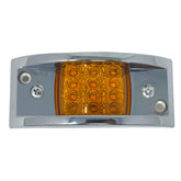 Amber Rectangular 4-4/5" Armored-Style Clearance Side Marker Light Chrome 12LED, Rectangle Led Trailer Clearance Lights, Surface Mount Led Lights